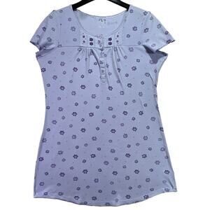 Croft & Barrow Intimates Short Sleeve Purple Lavender Floral Nightgown Medium